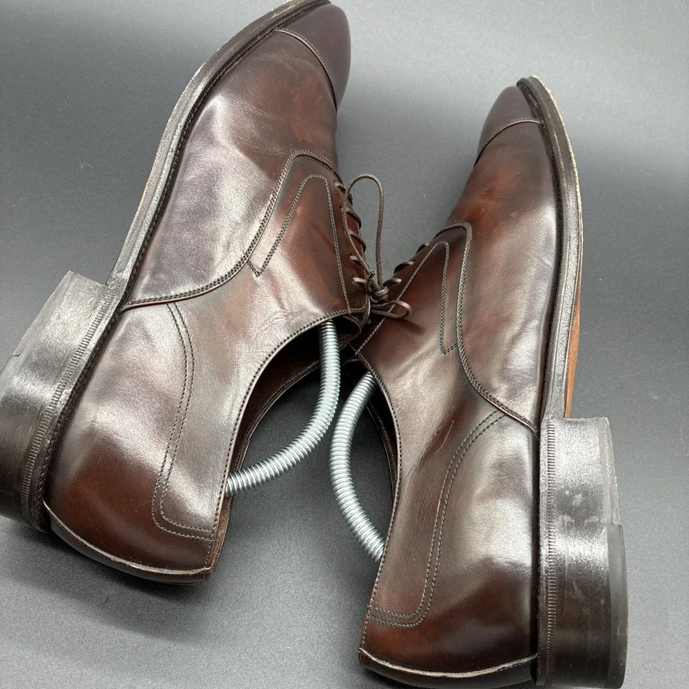 Salvatore Ferragamo Oxford Shoes Men's 11.5 D Brown Leather Cap Toe Made Italy